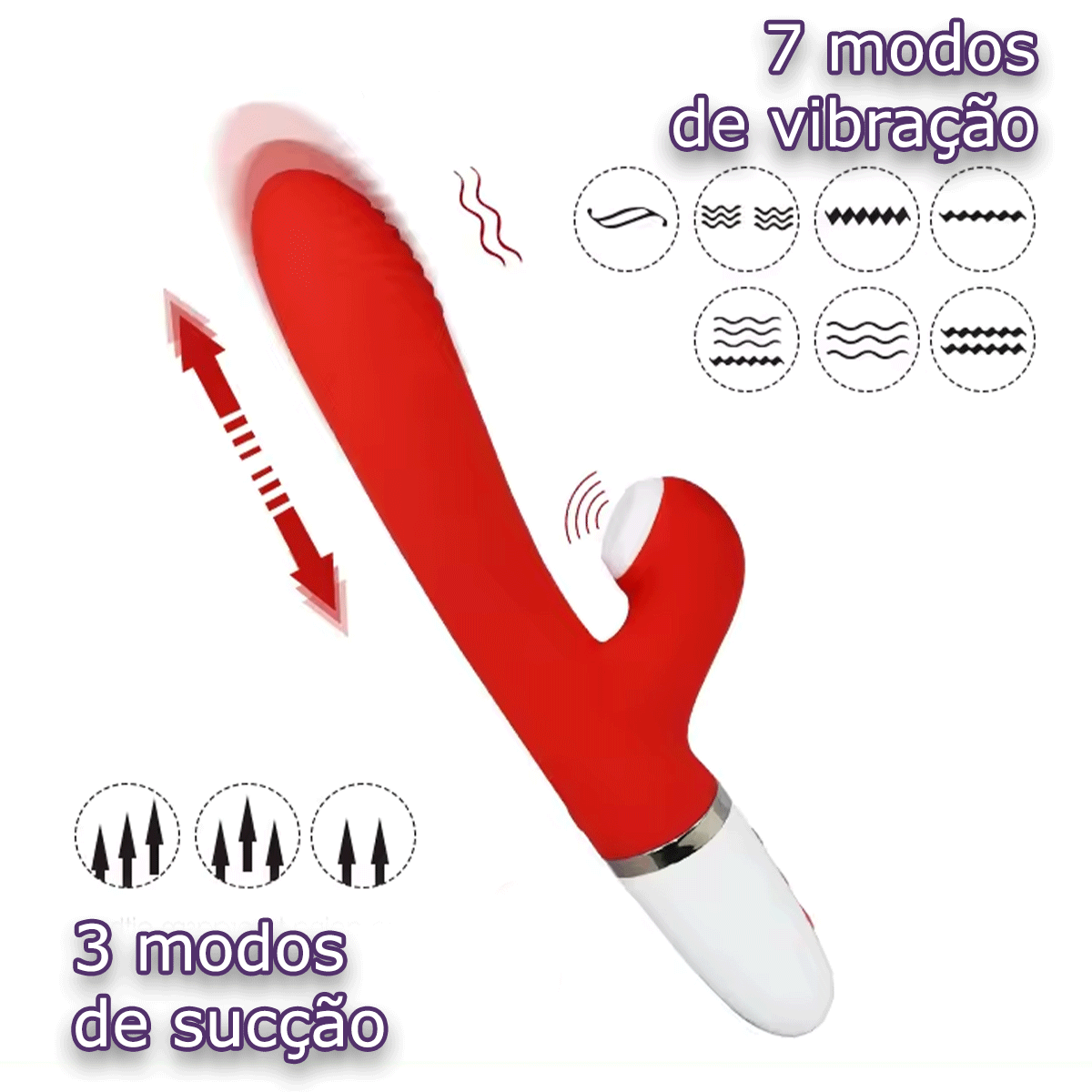 Vibrador Vai e Vem com Sugador de Clitóris
