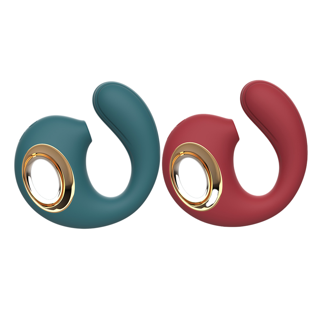 Vibrador Formato de U com Sugador de Clitóris e Alça - 2 Cores