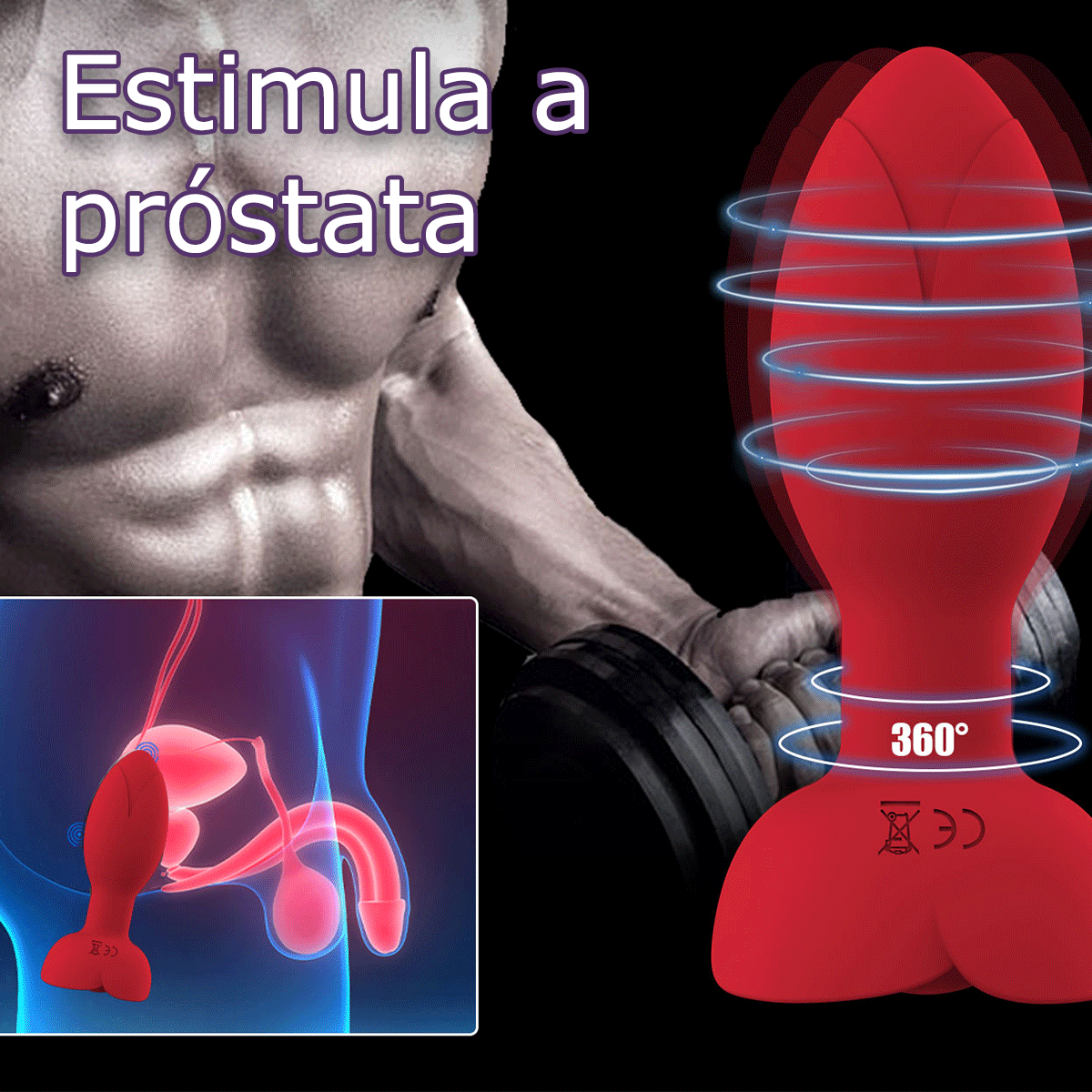 Plug Anal Rosa Giratória com Vibração com Controle Via Aplicativo - 图片 6