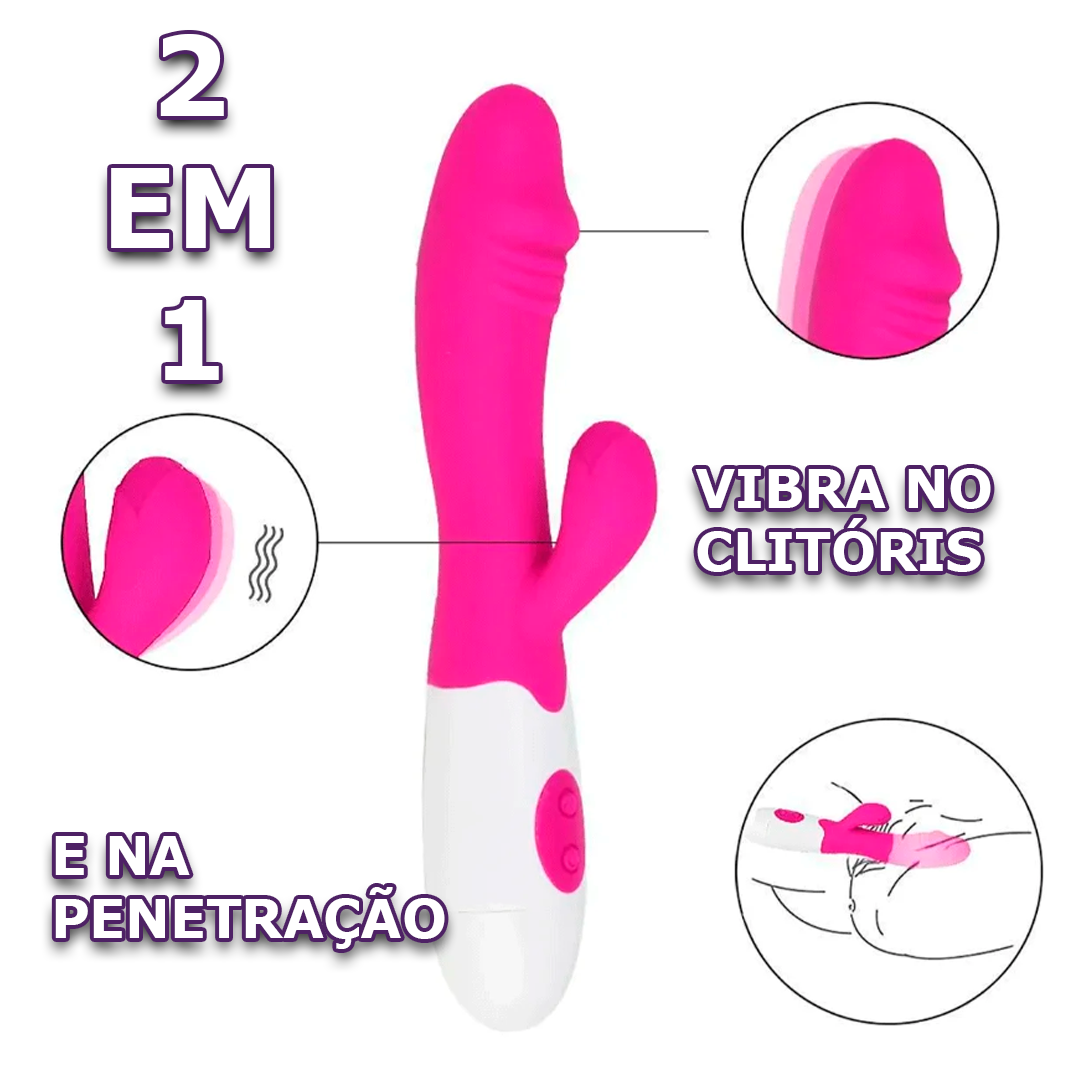 Vibrador com Estimulador de Clitóris - À Pilha - 4 Cores - 图片 2