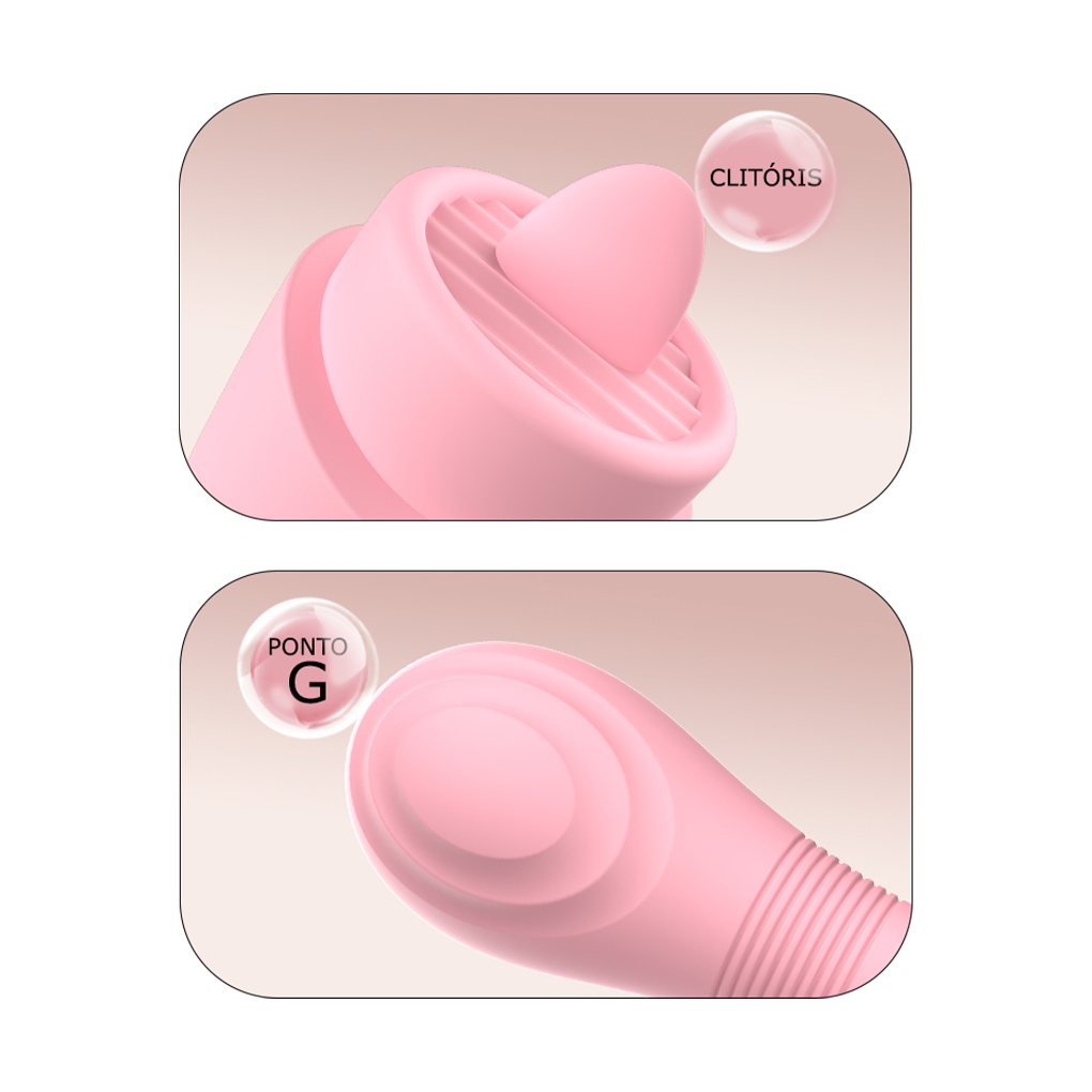 Vibrador Texturizado Ponto G com Língua Estimuladora de Clitóris - 2 Cores - 图片 2
