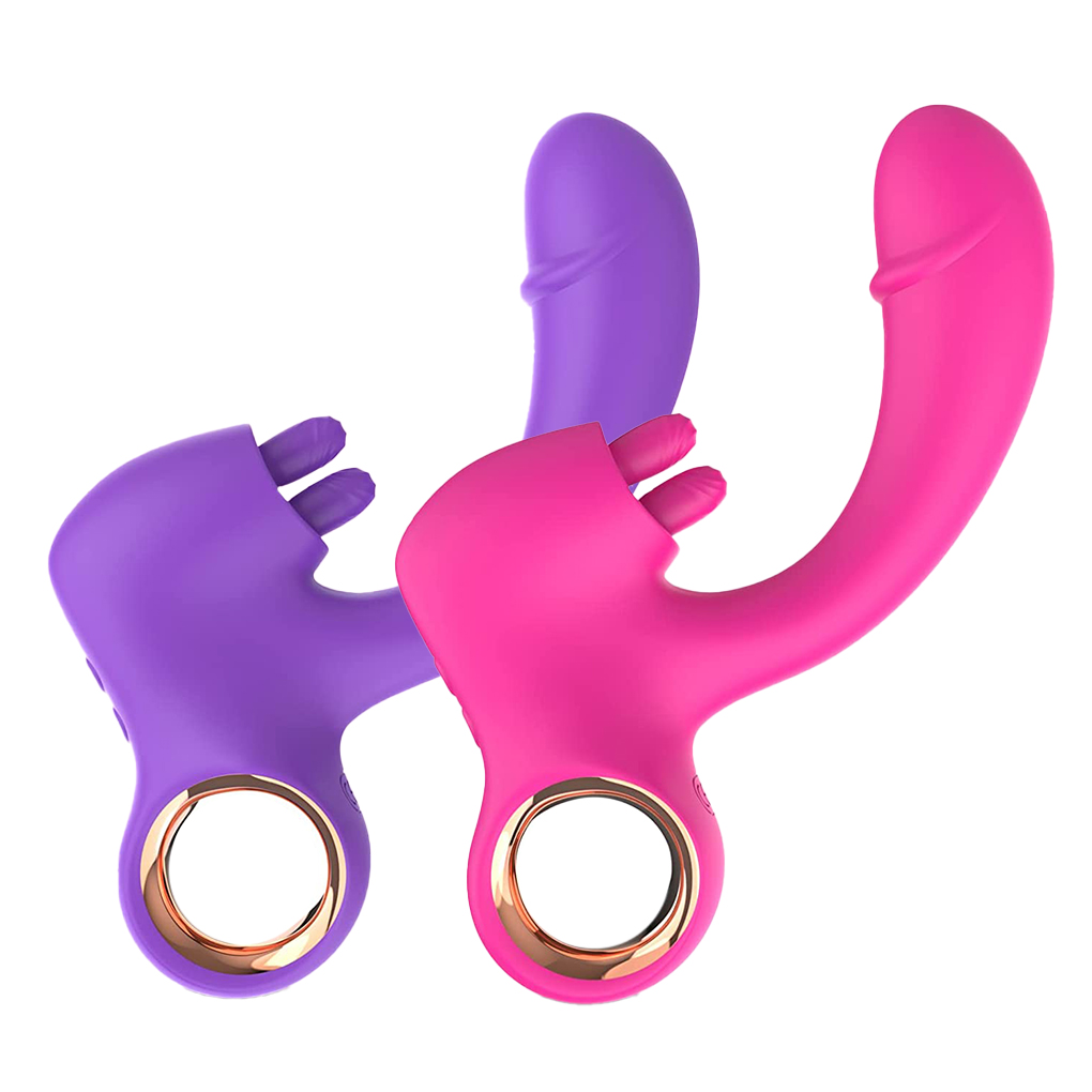 Vibrador Penetrável com Alça e Estimulador Duplo de Clitóris - 2 Cores - 图片 4