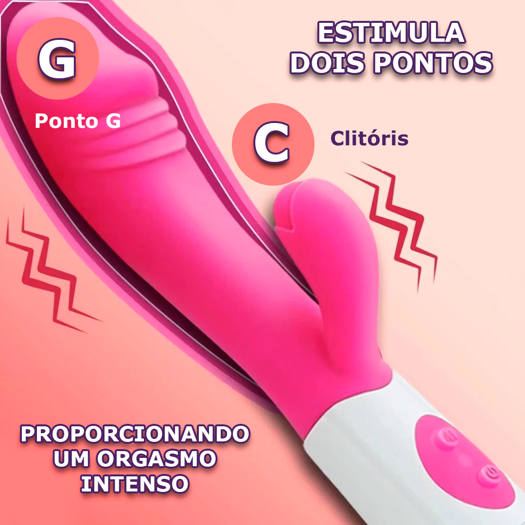 Vibrador com Estimulador de Clitóris - À Pilha - 4 Cores - 图片 4