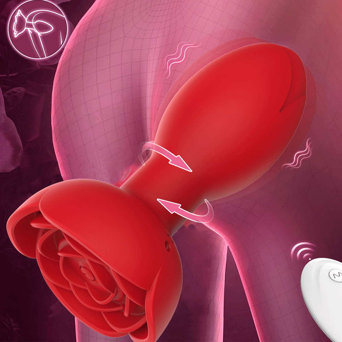 Plug Anal Rosa Giratória com Vibração com Controle Via Aplicativo - 图片 4