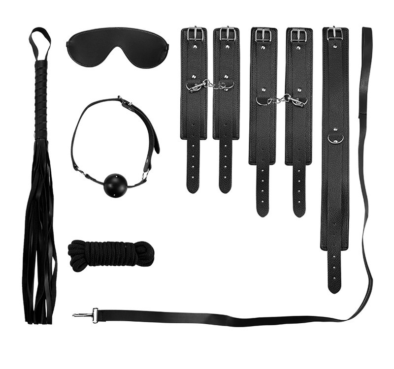 Kit Sado BDSM com 8 peças - Preto
