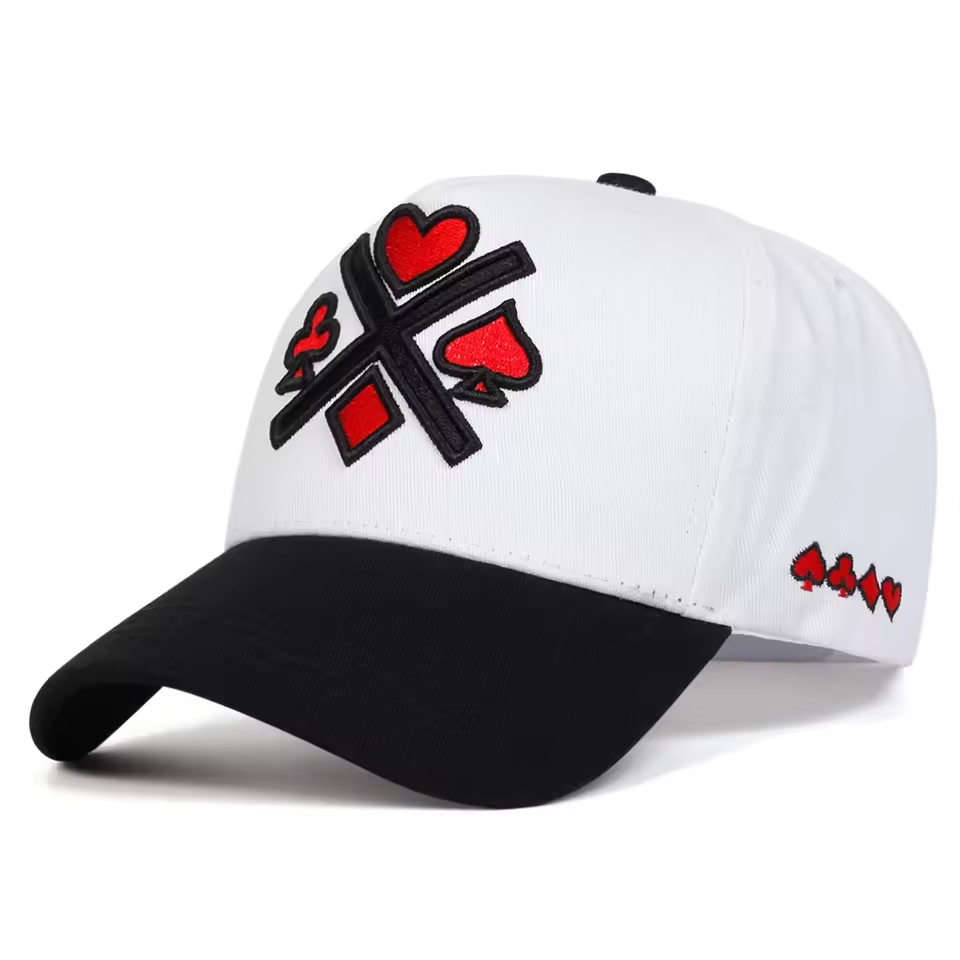 Bonés de Beisebol Unissex com Bordado de Poker, Ajustáveis para Primavera e Outono, Chapéus Casuais para Proteção Solar